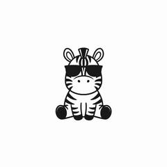 Fototapeta premium Cute Zebra Wearing Sunglasses Cartoon Illustration.