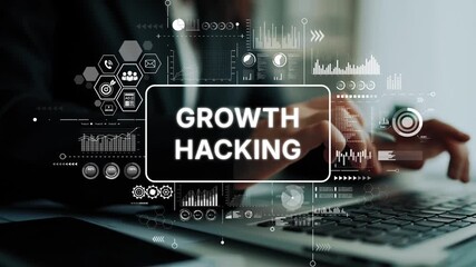 Growth hacking strategy in digital marketing with data analytics and modern technology concepts in business environment. Asymptotic smart data analytic.