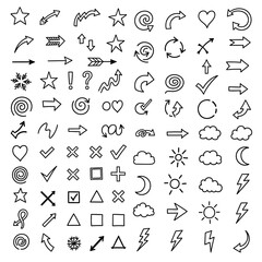 Obraz premium Black and white line icons set.