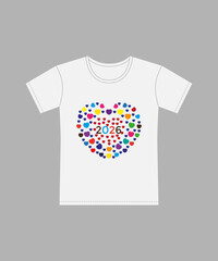 &ldquo;2026 Colorful Heart T-Shirt Design with Love Dots