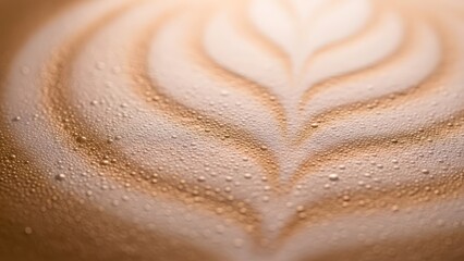 Close up of coffee art design with foamy texture