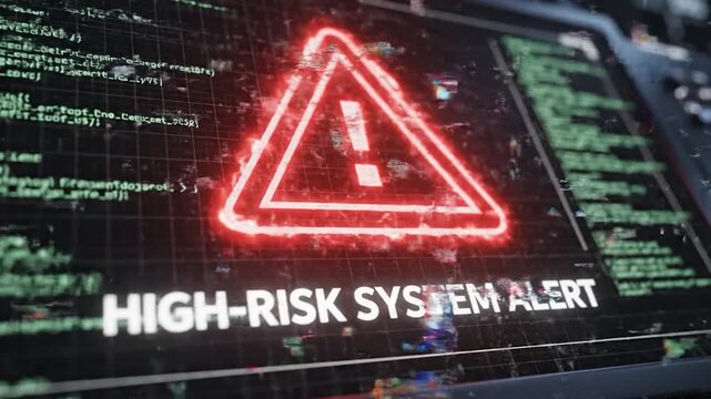 High Risk System Alert Warning Signs on Computer Screens