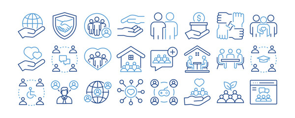 Community icon collection. icon pack contain Global Community, Trust Symbol , Diversity , Support