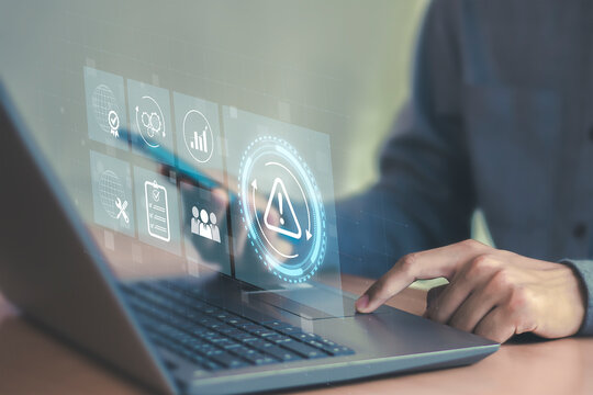 Incident Management of business concept, Businessman use technology Incident management digital communication emphasizing reduce risk