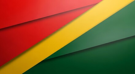 colorful geometric shapes in red yellow and green hues