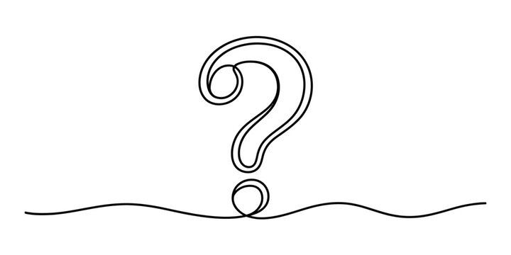 A simple continuous line drawing of a question mark symbol on a white background Vector, illustration