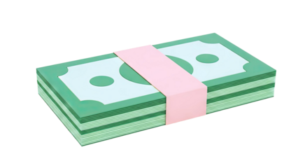 Stack of Green Dollar Bills with Pink Band