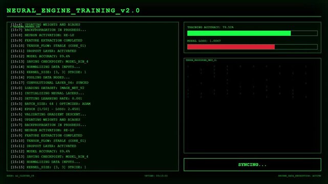 Futuristic System Boot Sequence Animation | Green Tech Terminal UI Loading Screen.