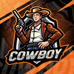 Cowboy esport mascot logo design