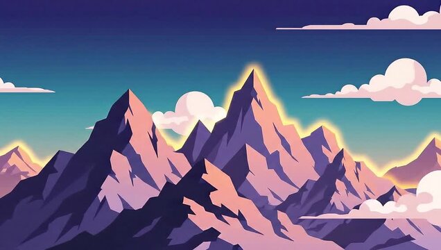 Majestic Mountain Range at Sunset - A Vector Illustration.