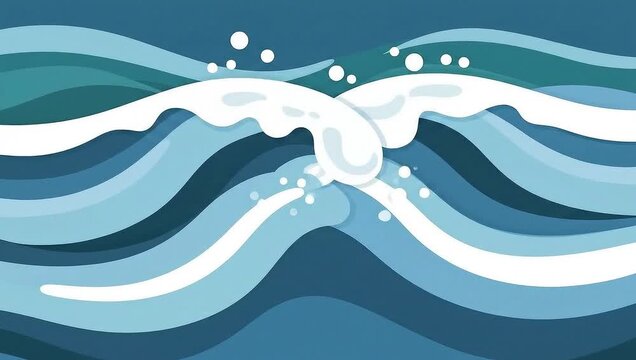Ocean Waves Illustration - A Dynamic Seascape in Vector Art.
