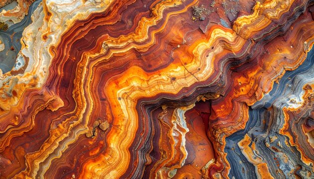 Vibrant abstract pattern with swirling earthy tones and layered textures.