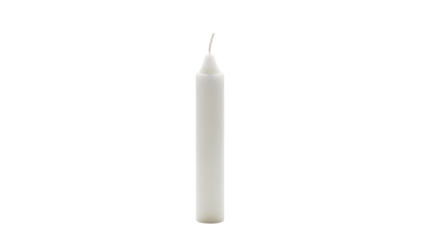Simple White Wax Taper Candle Unlit Product Shot isolated PNG with Transparent Background