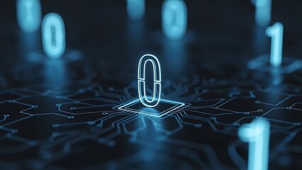 Floating digital link icon isolated on white background.