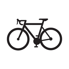 Simple black silhouette of a road bicycle showcasing its classic design