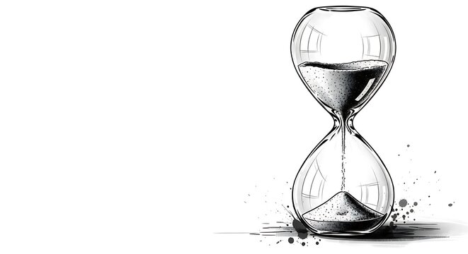 hourglass with sand flowing down to the bottom bulb