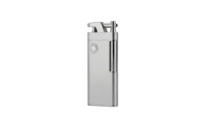 Silver Metal Cigarette Lighter Product Shot isolated PNG with Transparent Background