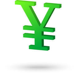 Obraz premium Green Japanese Yen Currency Symbol 3D Illustration