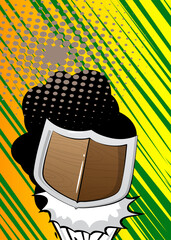 Cartoon Shield, comic book metal. Retro vector comics pop art design.