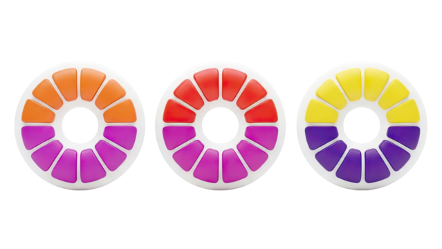 Three colorful, circular fidget toys - Powered by Adobe