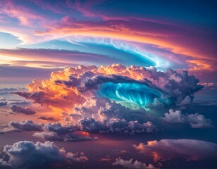 Stunning aerial view of vibrant, otherworldly cloud formations