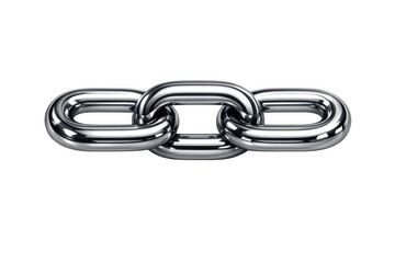 Obraz premium Chrome plated chain links forming a strong bond, symbolizing unity, partnership, and power with a shiny metallic finish