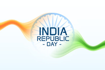 Obraz premium india republic day celebration banner with wavy tricolor flag and ashok chakra