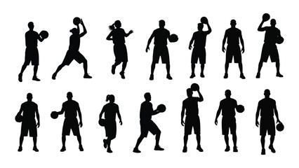 Silhouette sequence depicting different stages of a basketball player in motion