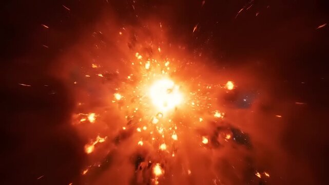 Explosive supernova eruption in deep space with vibrant orange flames