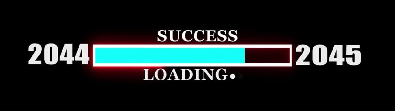 Year changing Progress Concept. Loading bar from 2044 to 2045 New year transfer animation on Background new year Celebration concept with Confetti.....