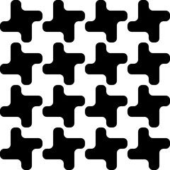 モノクロのウィンドーミル織物パターンイラスト　角丸タイプ　16　正方形