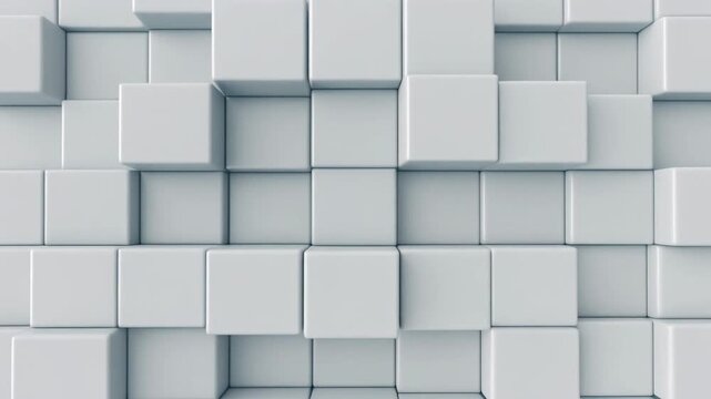 3D rendering of seamless abstract geometric background texture featuring many light gray extruded cubes or blocks creating a clean modern architectural design surface