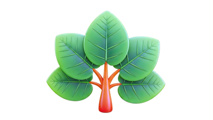 Stylized Tree with Green Leaves and Orange Trunk