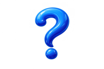 Blue glossy question mark symbol in 3d rendering conveying concepts of uncertainty, faq, help, and problem-solving