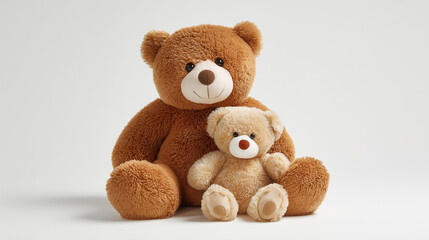 Obraz premium Cute teddy bears plush toys for kids soft stuffed animals brown and beige teddy bear family love concept