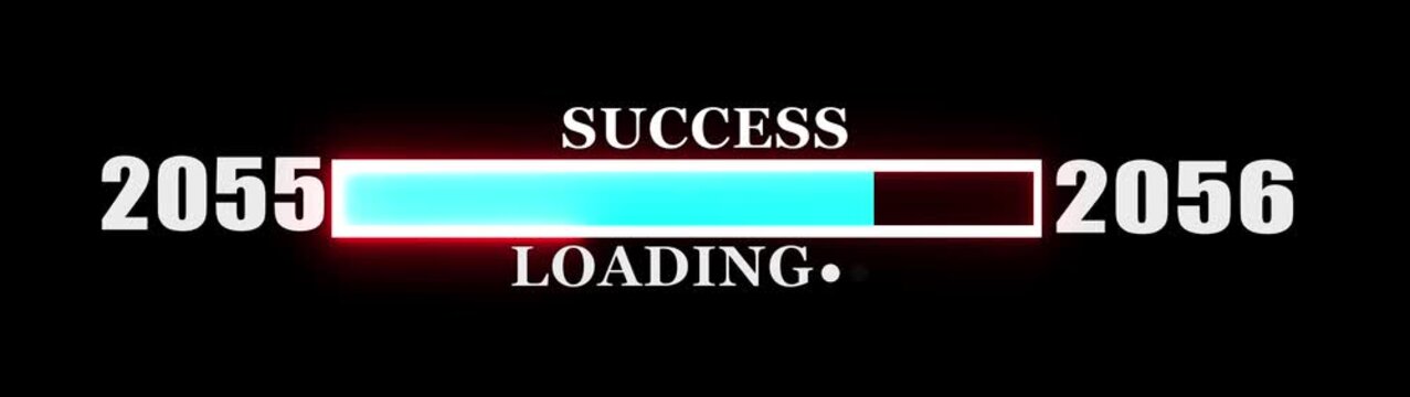 Loading bar from 2055 to 2056 new year transfer animation on background new year Celebration concept with confetti.....