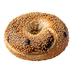 Plain sesame bagel isolated on white background for bakery bread and breakfast food use