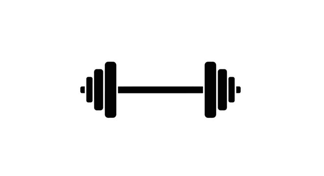 Black dumbbell weightlifting fitness equipment icon.