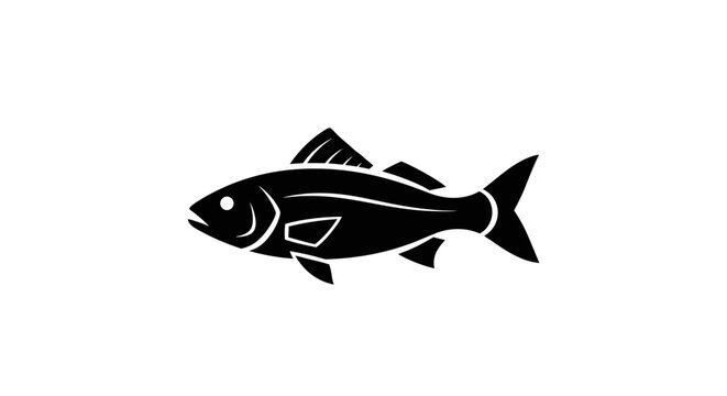 Black fish swimming alone sideways.