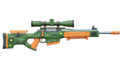 Stylized Camouflage Sniper Rifle with Scope