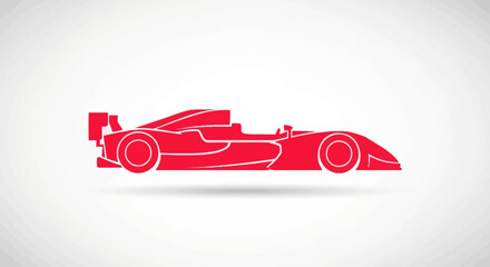 Obraz premium Red racing car side view.