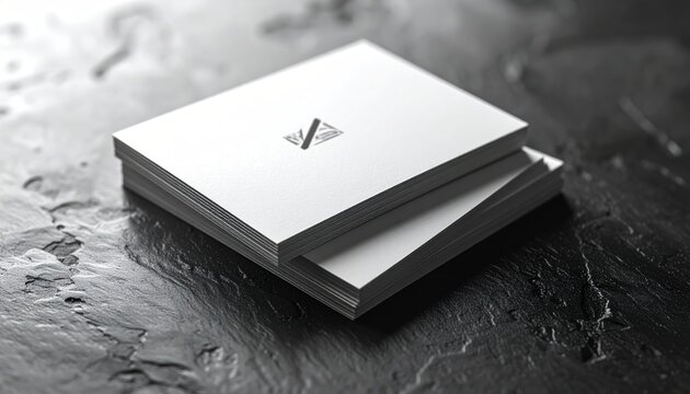 Elegant Stack of Square Business Cards on Textured Surface.