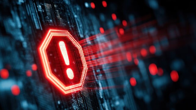 Warning sign on digital background