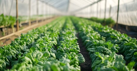 Lush green spinach rows in a controlled environment