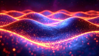 Abstract 3D rendering of glowing orange and blue energy waves