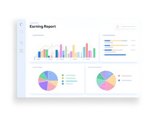 Earning report breakdown on dashboard screen, top-right margin available for brand title