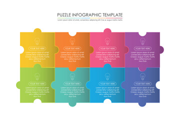puzzle infographic design with 4 step, graph to describe the steps