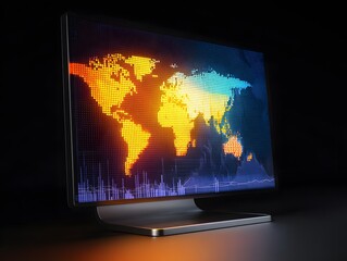 Global Market Heatmap on Digital Monitor with Top Margin Free