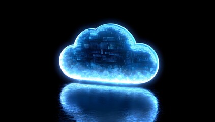 Illuminated digital cloud representing advanced technology