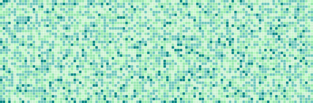 Green, aqua and mint seamless vector tile pattern with retro game texture. Great for kids, children, kindergarten, school, swimming pool graphics and funny disco ball backgrounds.